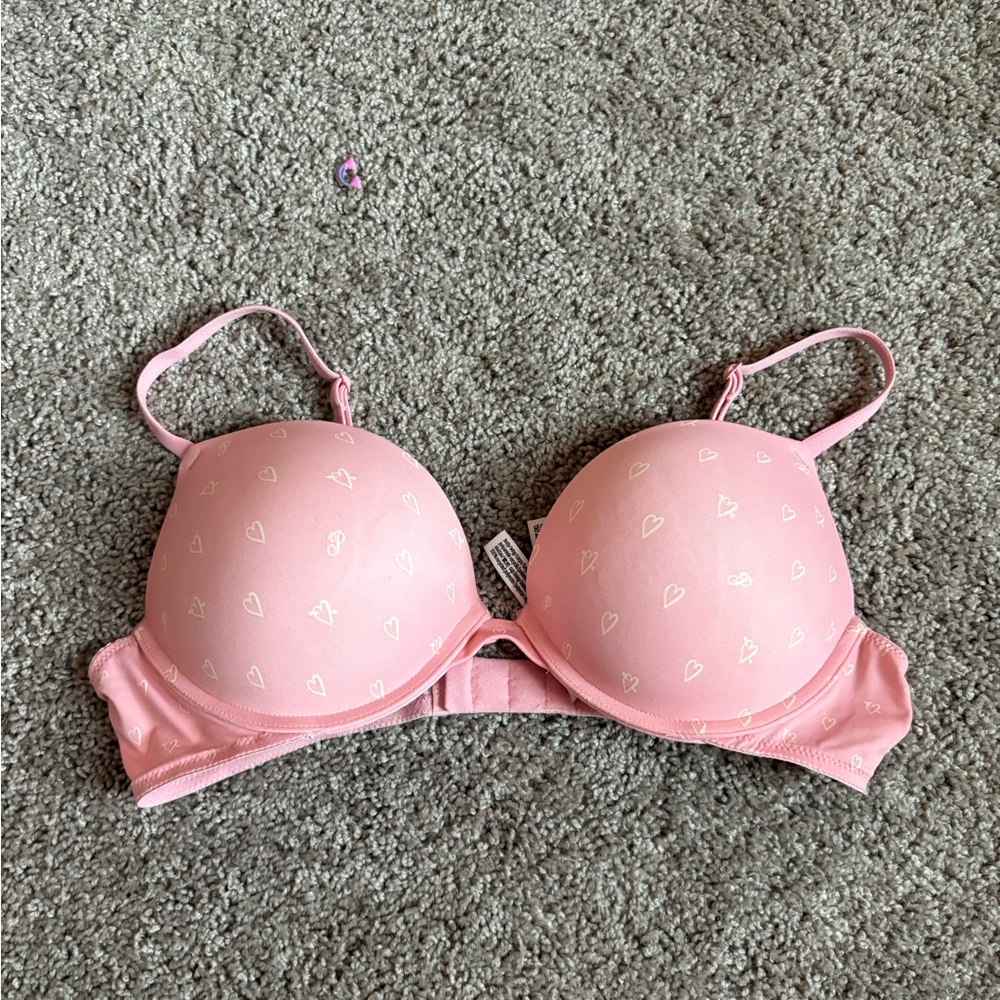 Pink Heart Patterned Bra Victorias Secret Bombshell 36B